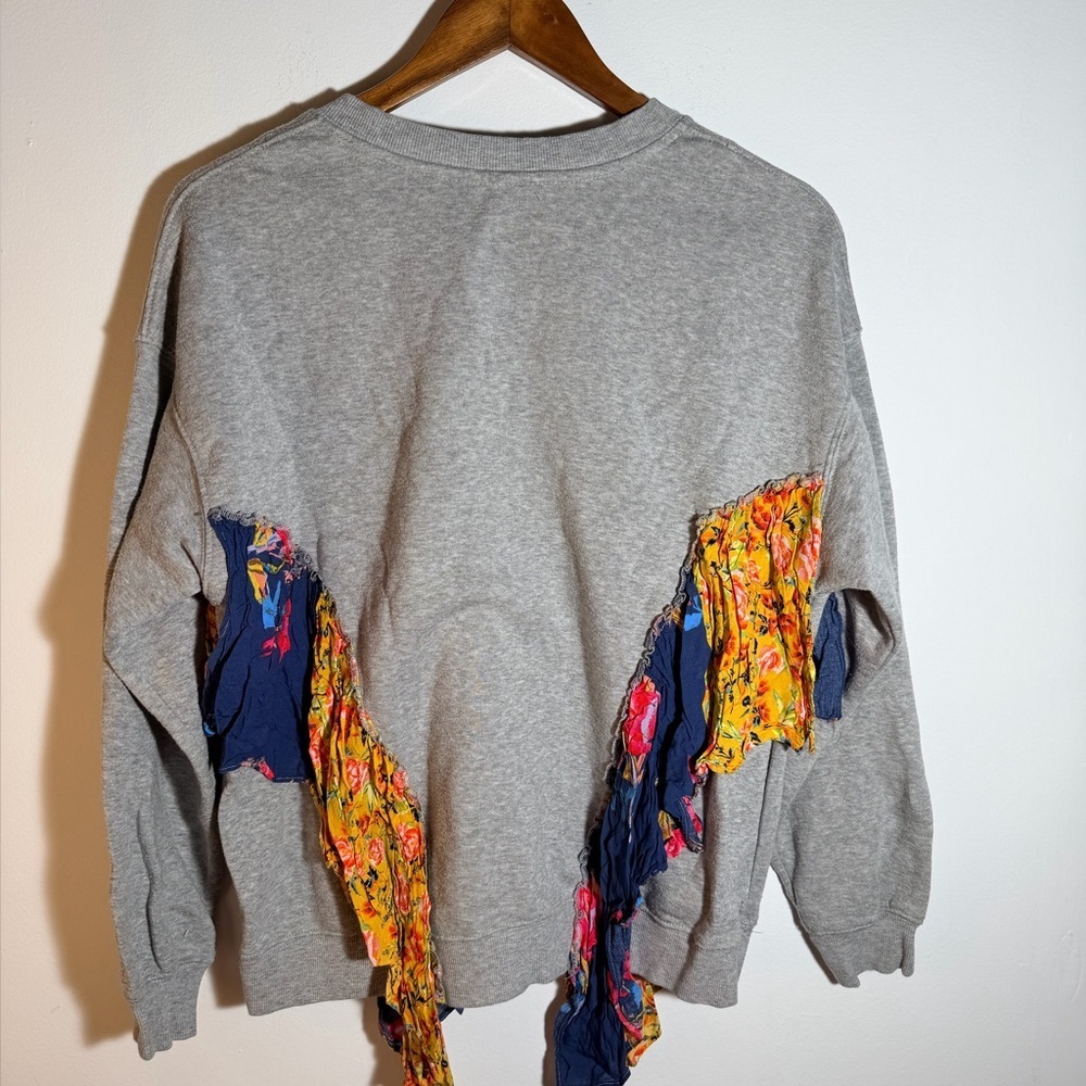 Free People Gray Sweater with Floral Accents - Picture 3 of 6